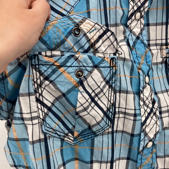 BKE Pearl Snap Slim Fit Western Rodeo Plaid Short sleeve jaripeo modern cowboy - Picture 2 of 8